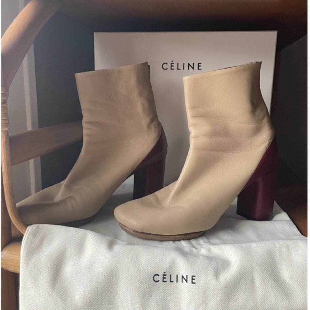 Celine Phoebe Philo Red and White Spring 2018 Ankle Boots - Picture 4 of 4